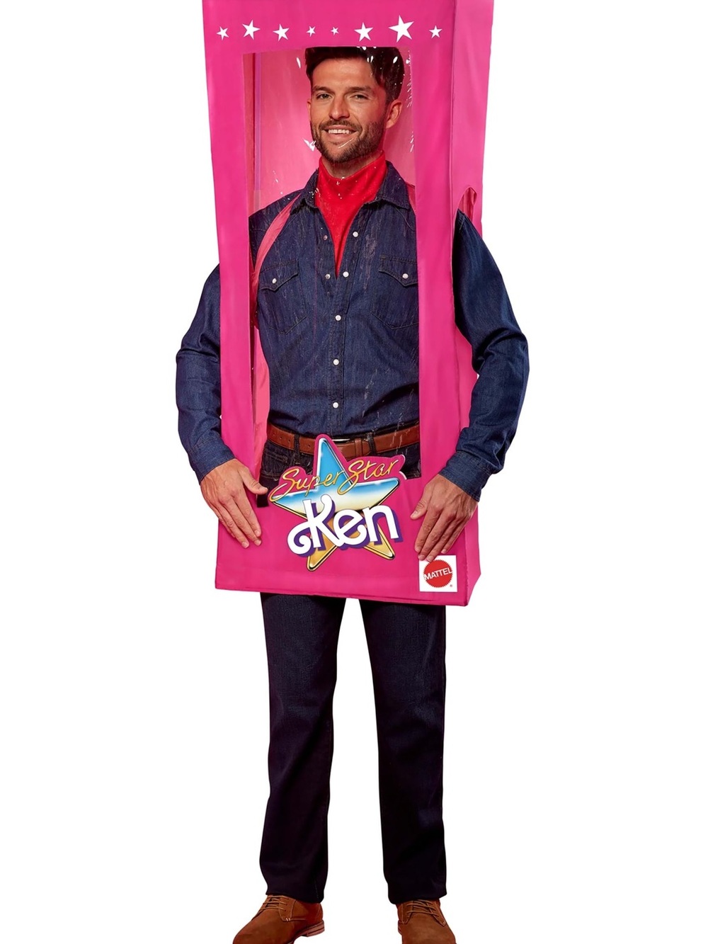 Mattel Superstar Barbie Ken Box Adult Costume - Pink One Size Halloween